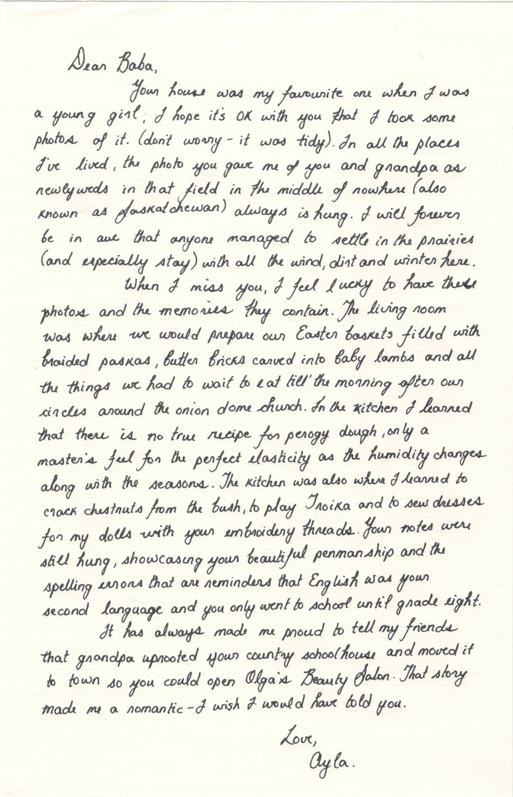 A collaged oil painting, the images are oriented in varying directions. It depicts a set of hands clasping red spotted flowers, a single lit white candle, a woman looking out onto a highway through veiled transparent curatins and a young girl at the table while her mother works in the kitcen behind her.